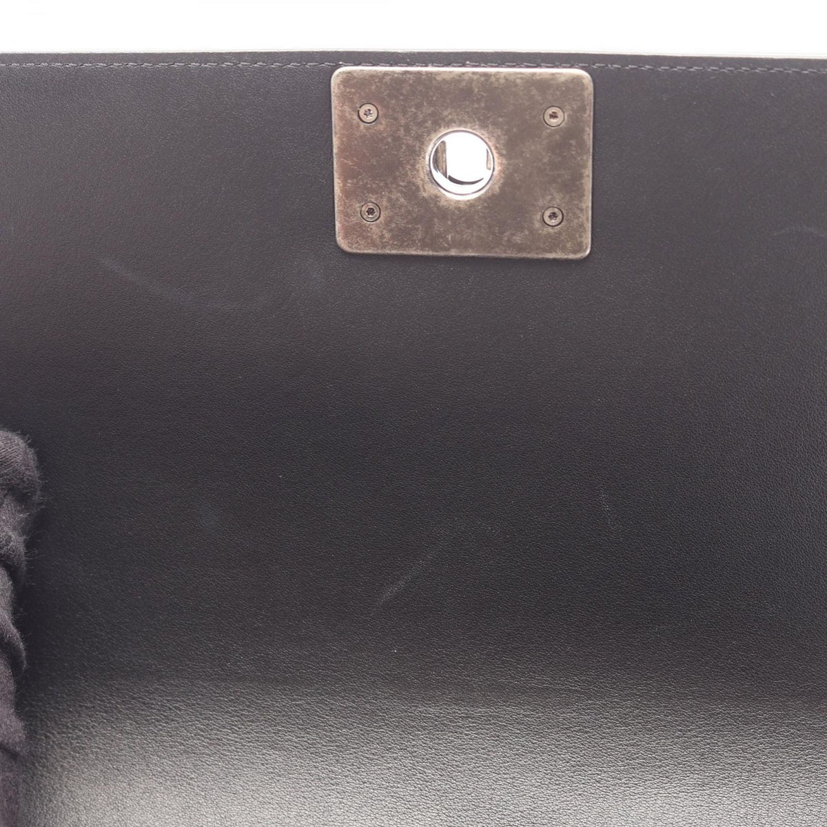 Chanel Shoulder Bag Boy Antique Silver Black Lambskin Boy Chain — view 6