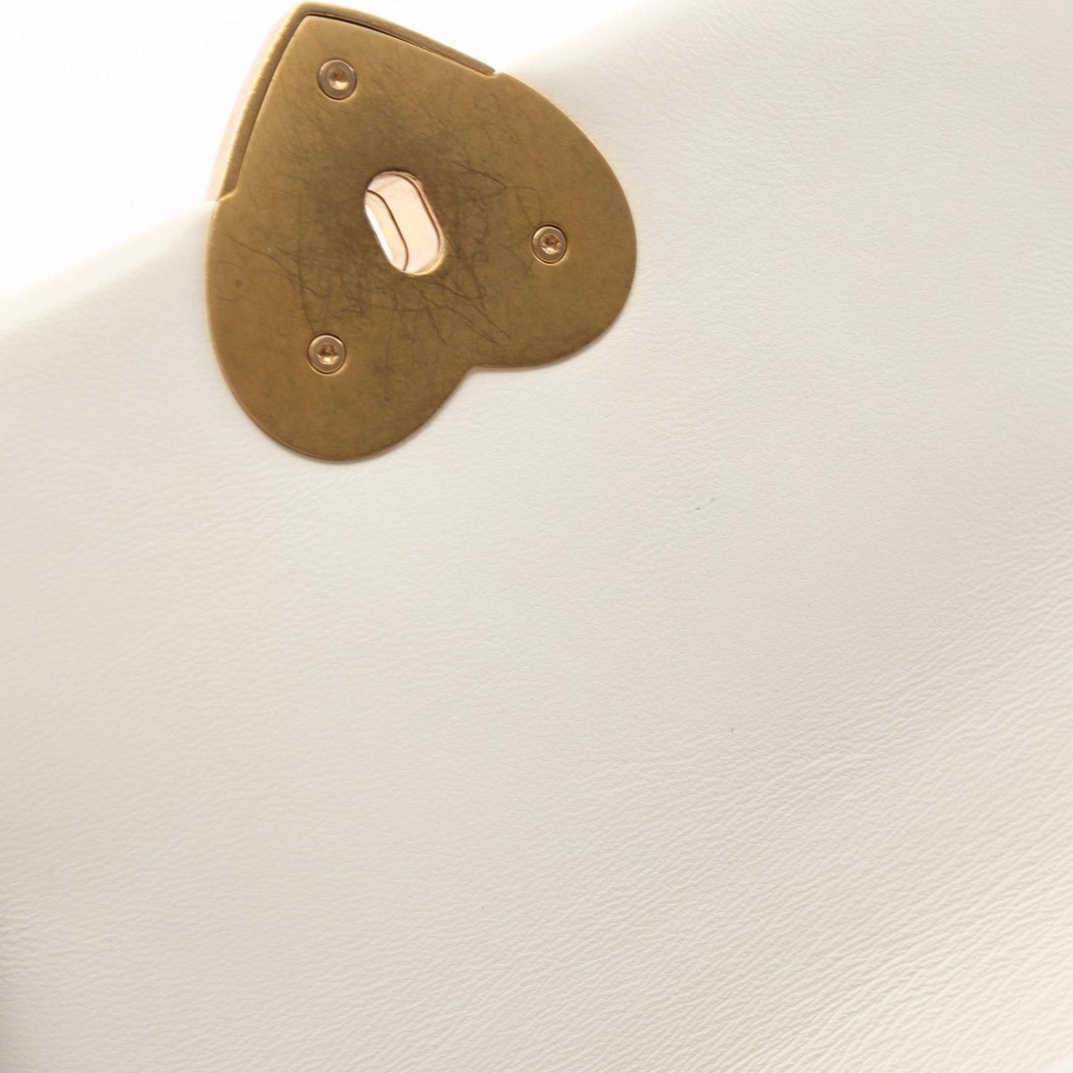 Chanel Shoulder Bag Quilted Heart Lock White Lambskin Small Chain — view 8