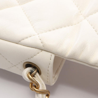 Chanel Shoulder Bag Quilted Heart Lock White Lambskin Small Chain — view 6