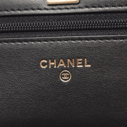 Chanel Shoulder Bag Quilted Rhinestone Black Fabric Chain Wallet — view 5