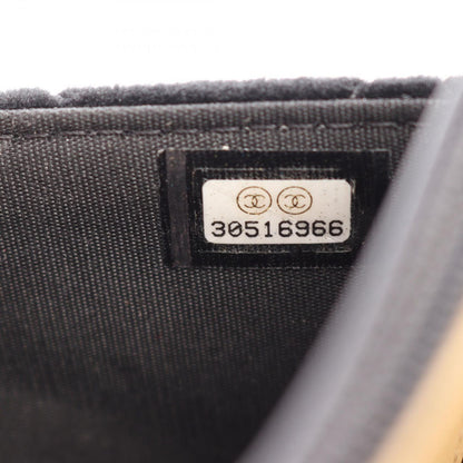 Chanel Shoulder Bag Quilted Rhinestone Black Fabric Chain Wallet — view 6