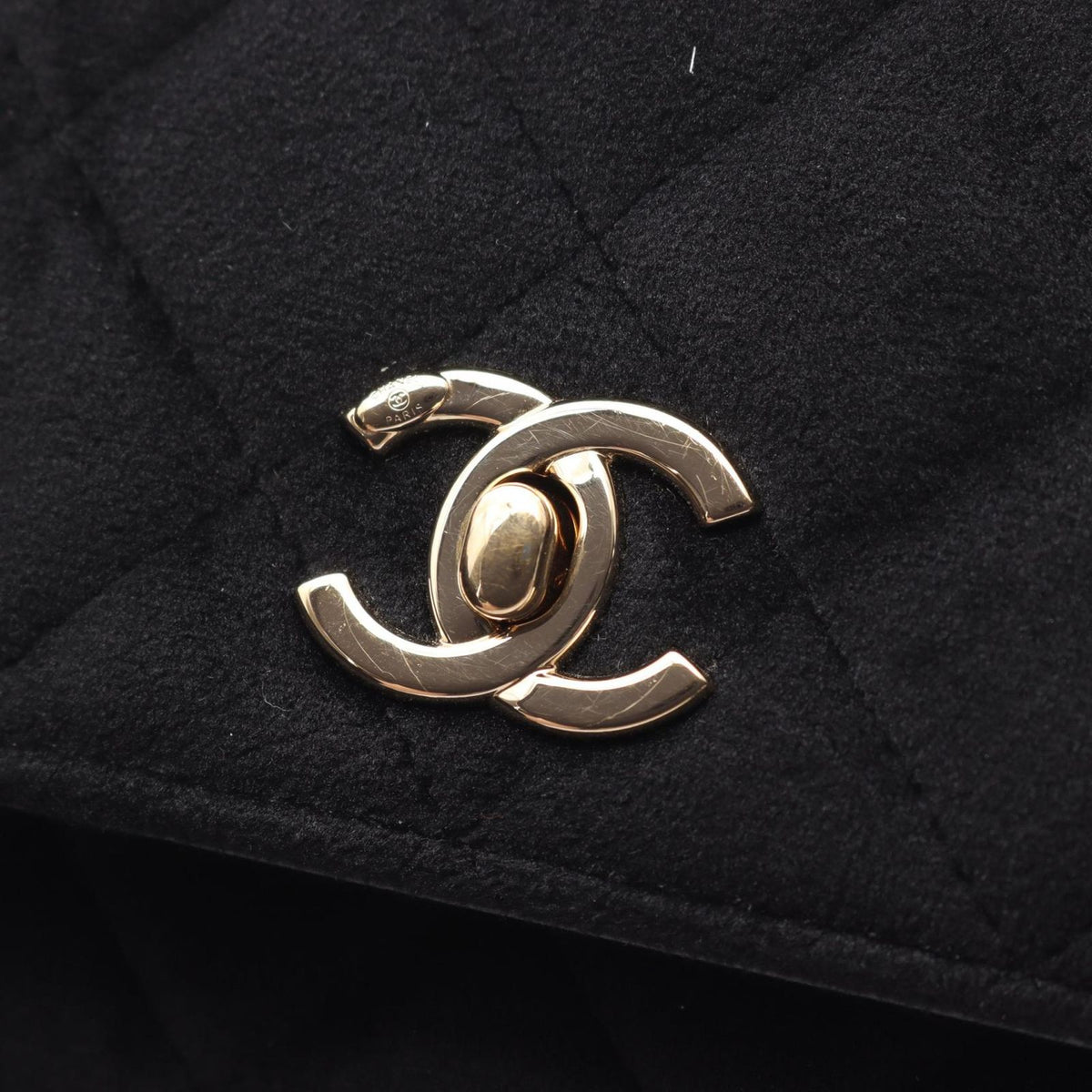 Chanel Shoulder Bag Quilted Rhinestone Black Fabric Chain Wallet — view 8