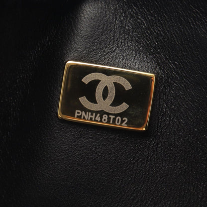 Chanel Shoulder Bag Quilted Double Flap Black White Lambskin Bicolor Chain — view 5