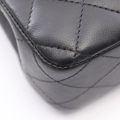 Chanel Shoulder Bag Quilted Double Flap Black White Lambskin Bicolor Chain — view 7