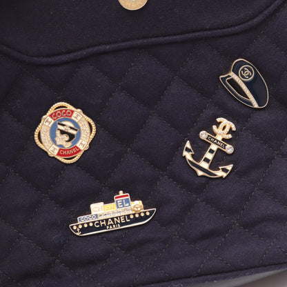 Chanel Shoulder Bag Paris Hamburg Navy Wool Small — view 7
