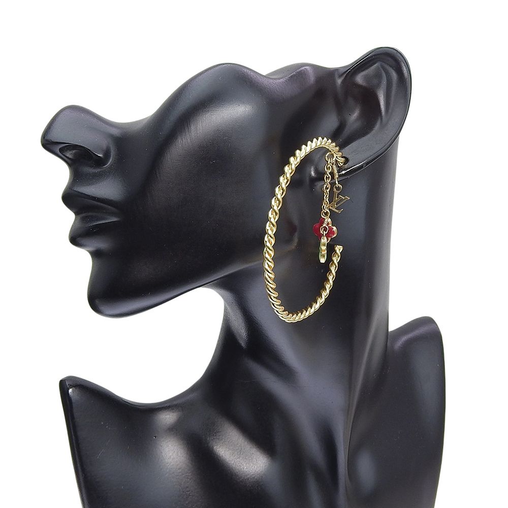 Louis Vuitton Creole All Sweet Monogram Gold Plated Earrings — view 2