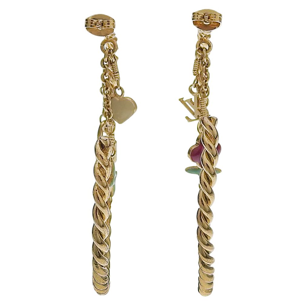 Louis Vuitton Creole All Sweet Monogram Gold Plated Earrings — view 3