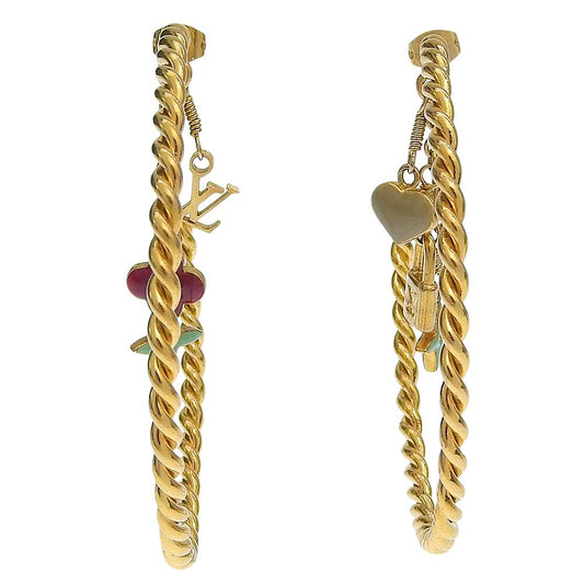 Louis Vuitton Creole All Sweet Monogram Gold Plated Earrings