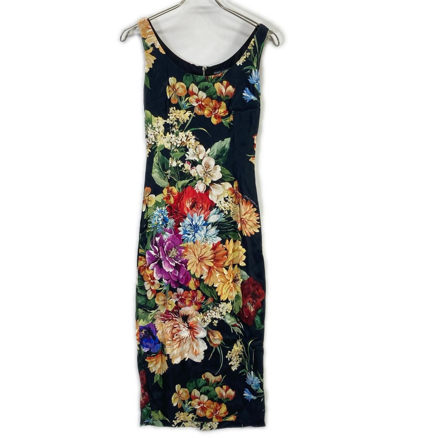 Dolce & Gabbana Black Floral Pattern Sleeveless Rayon Dress 36