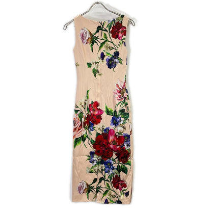 Dolce & Gabbana Salmon Pink Floral Pattern Sleeveless Rayon Dress 36 — view 2