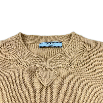 Prada Made Beige Cashmere Blend Wool Triangle Motif Pullover Knit 36 Sweater — view 3