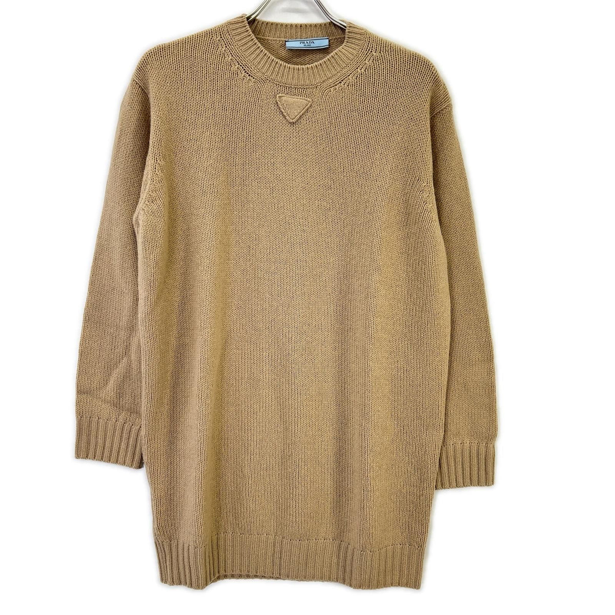 Prada Made Beige Cashmere Blend Wool Triangle Motif Pullover Knit 36 Sweater