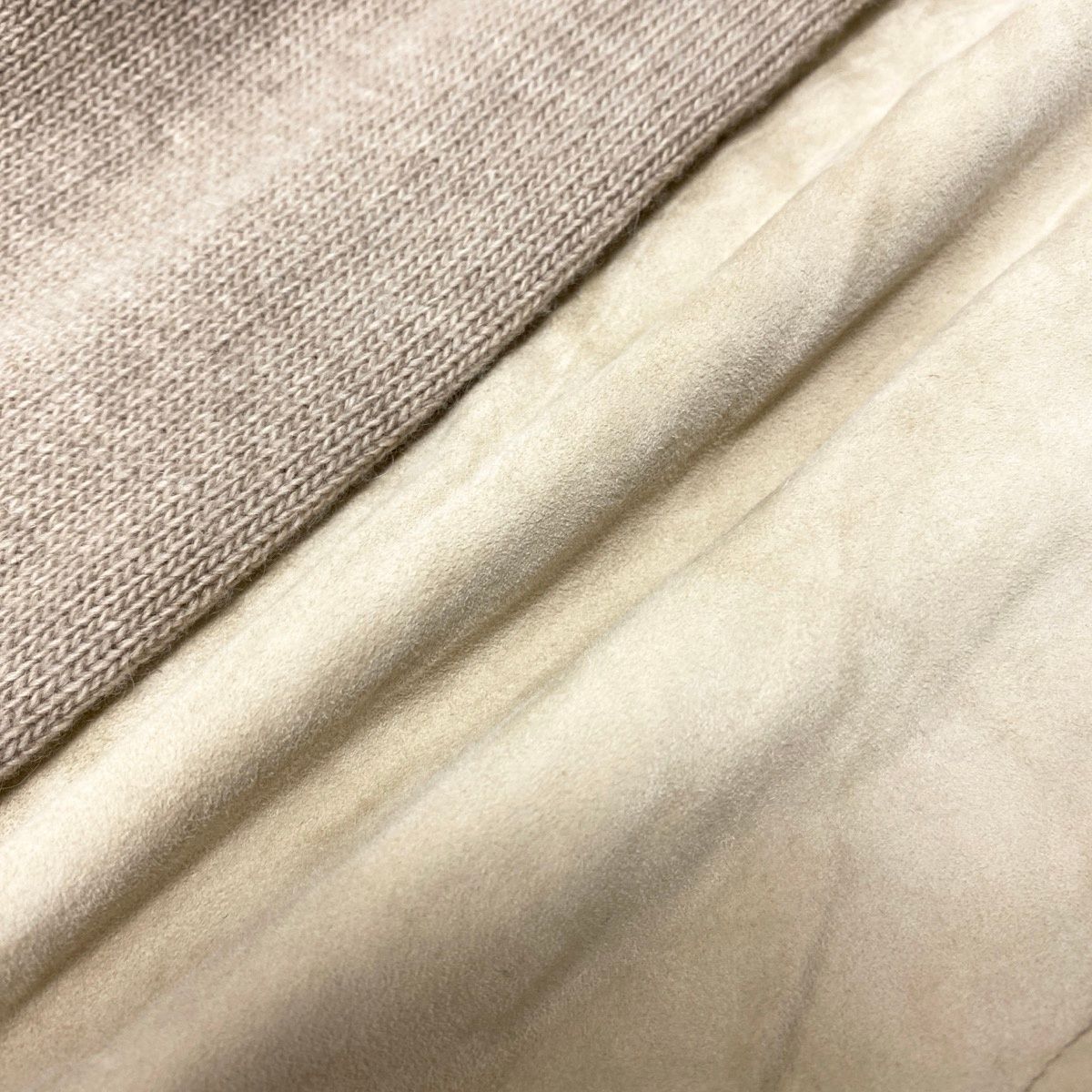 Max Mara Studio Suede Knit Contrast Jacket Wool Blend M Beige — view 8