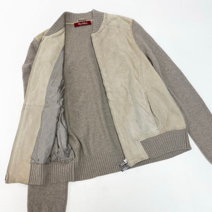 Max Mara Studio Suede Knit Contrast Jacket Wool Blend M Beige — view 5