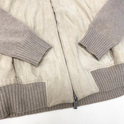 Max Mara Studio Suede Knit Contrast Jacket Wool Blend M Beige — view 6