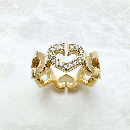 Cartier C Heart Diamond Yellow Gold Ring — view 3