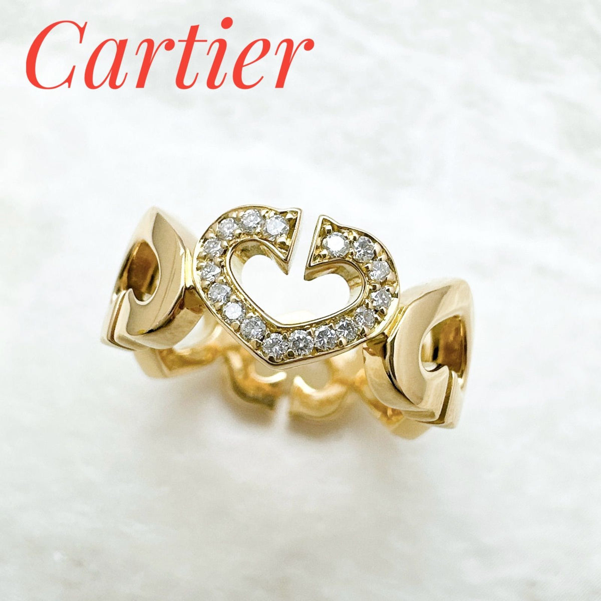 Cartier C Heart Diamond Yellow Gold Ring