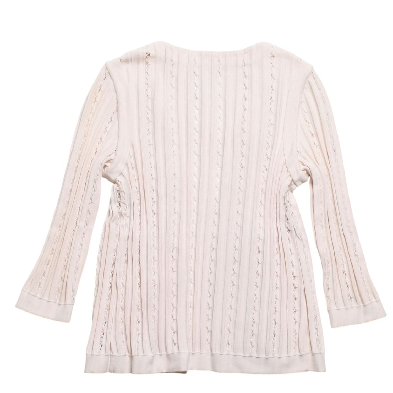 Chanel Cardigan Pearl Button CC Logo Cotton Rayon Polyester Pink — view 2