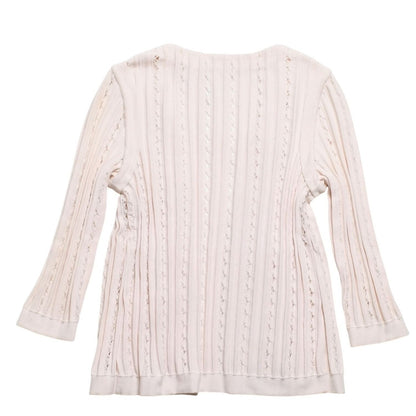 Chanel Cardigan Pearl Button CC Logo Cotton Rayon Polyester Pink — view 2