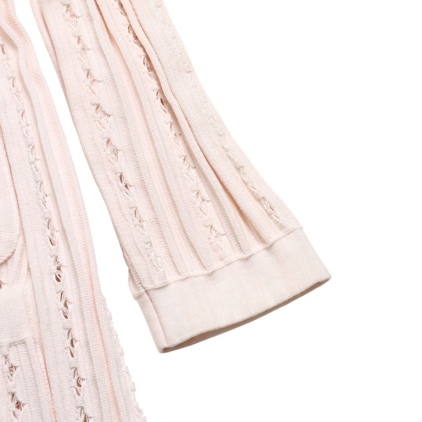 Chanel Cardigan Pearl Button CC Logo Cotton Rayon Polyester Pink — view 4