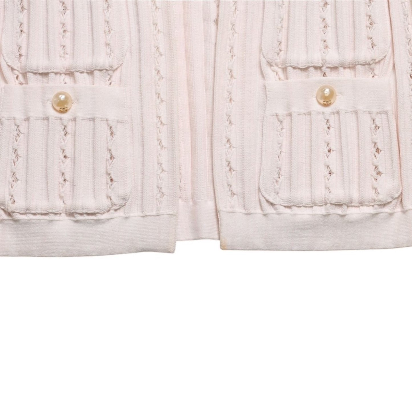 Chanel Cardigan Pearl Button CC Logo Cotton Rayon Polyester Pink — view 6