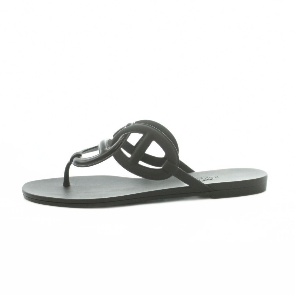 Hermes Ejeri Thong Sandals Black 37 — view 2
