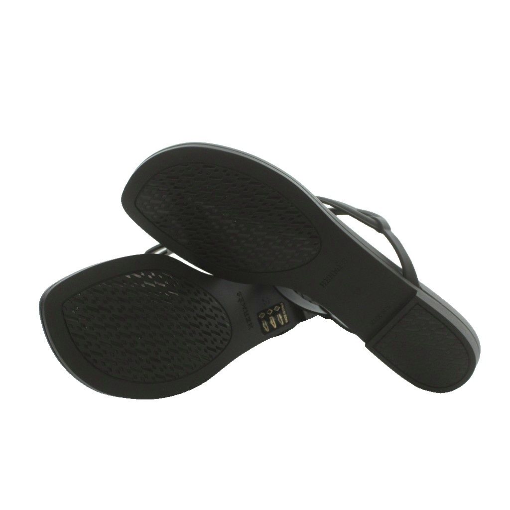 Hermes Ejeri Thong Sandals Black 37 — view 6