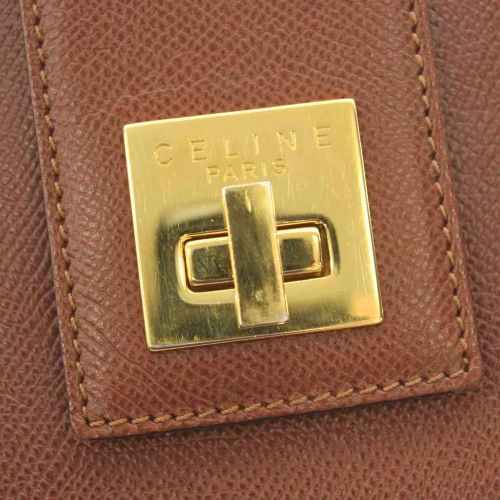 Celine Turnlock Tote Bag Leather Brown — view 8
