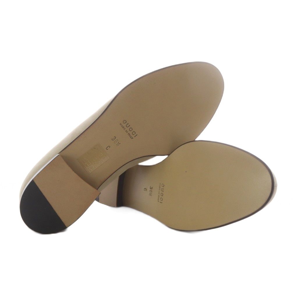 Gucci Loafers Slip on Logo Plate Suede Beige — view 4