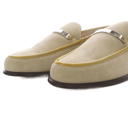 Gucci Loafers Slip on Logo Plate Suede Beige — view 5