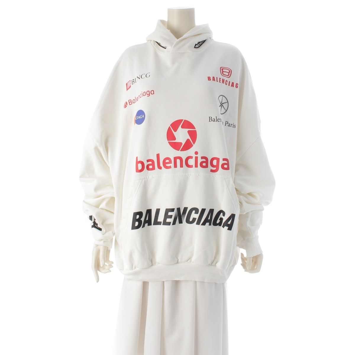 Balenciaga Top Re Ground Hoodie Pullover Top White