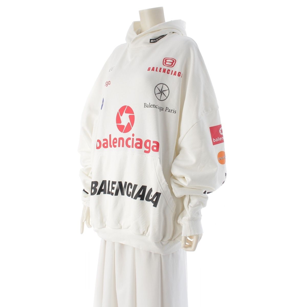 Balenciaga Top Re Ground Hoodie Pullover Top White — view 2