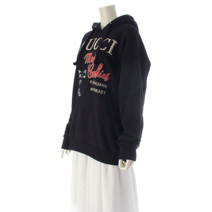 Gucci Logo Cat Hoodie Top Black — view 2