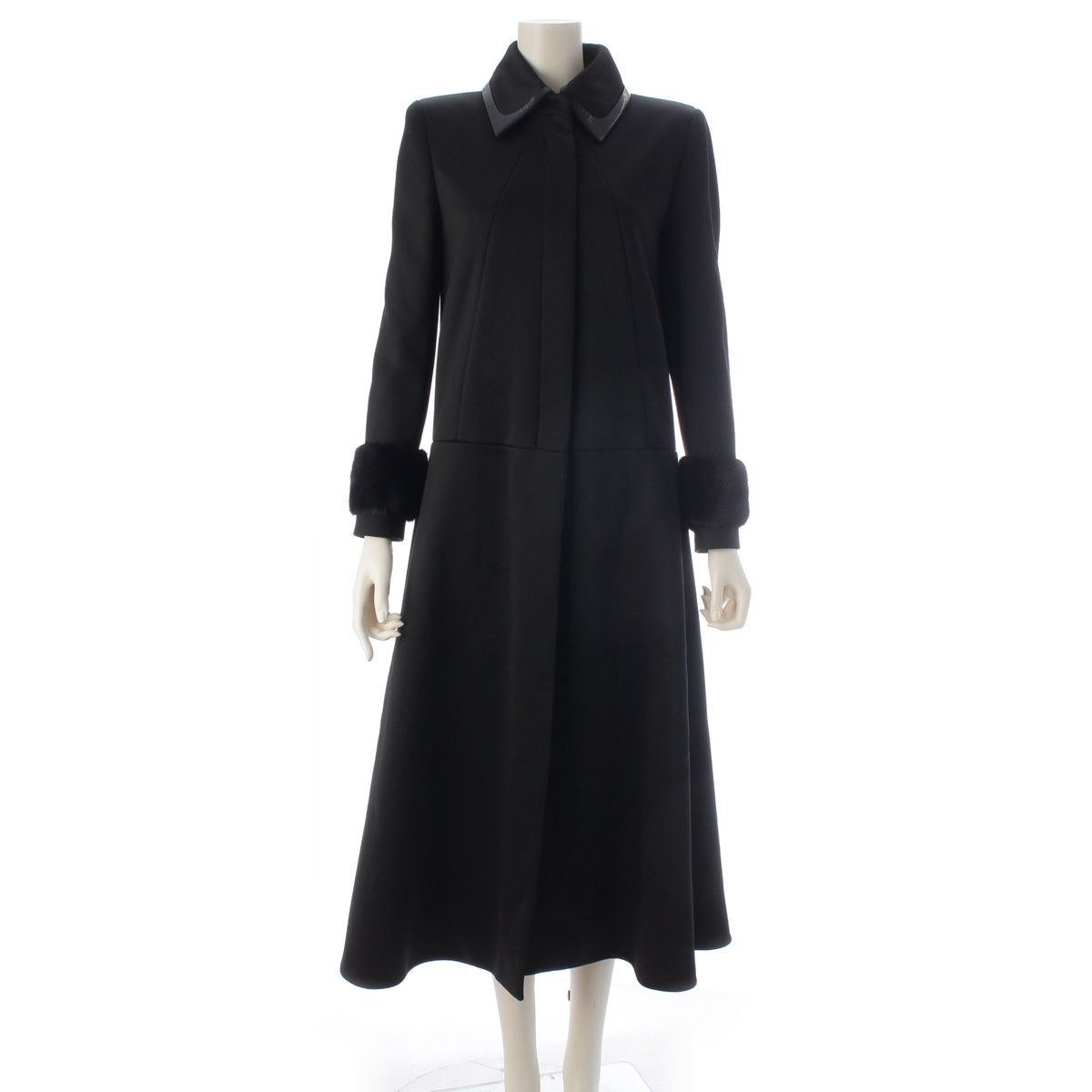 Fendi Karlaga Feld Era Mink Half Zip Long Coat Black 38