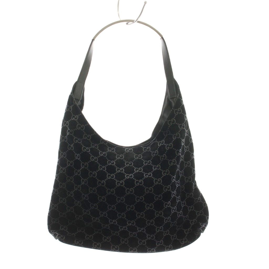 Gucci Shoulder Bag GG Pattern Suede Black 001 YM OH