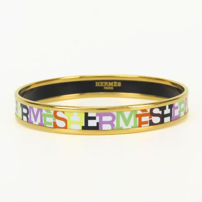 Hermes Bangle Enamel PM Metal White Multicolor Gold Cloisonne Bracelet — view 2
