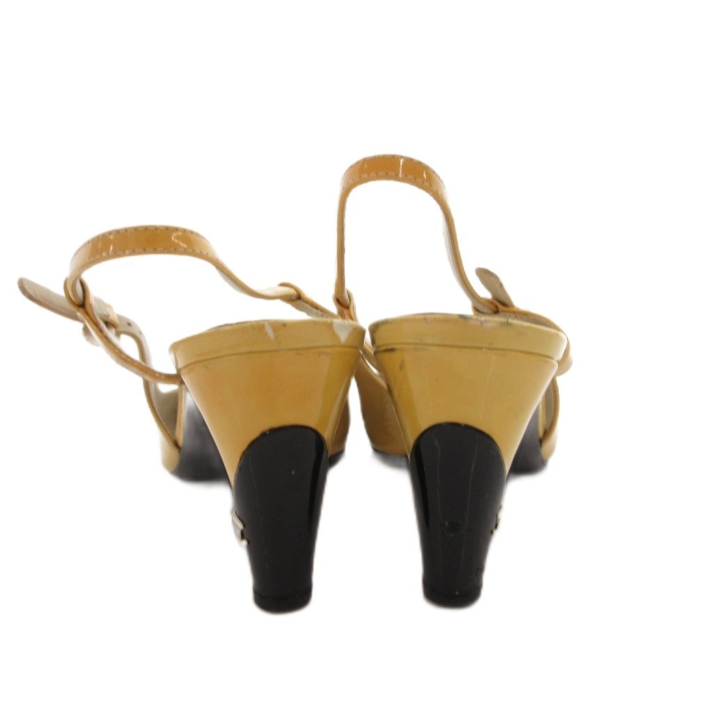 Chanel Slingback Pumps Mules CC Logo Bicolor Yellow Black Heel 36.5 — view 5