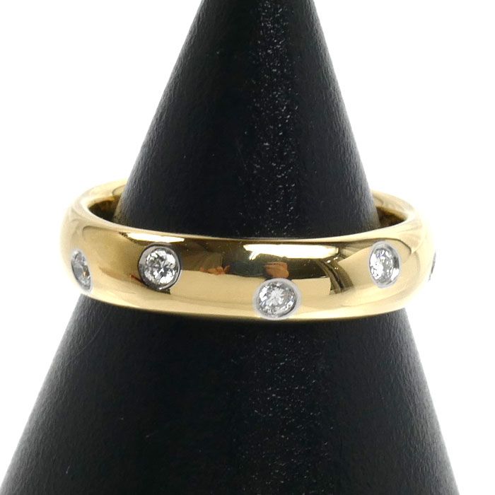 Tiffany & Co 18K Yellow Gold Platinum Dots Ring Diamond