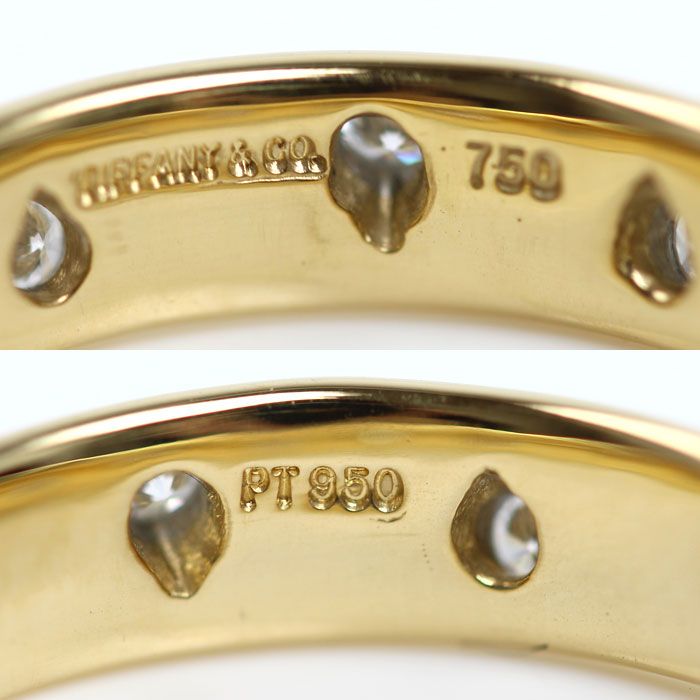 Tiffany & Co 18K Yellow Gold Platinum Dots Ring Diamond — view 4