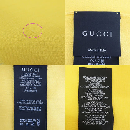 Gucci Heaven Shawl Yellow GG Jacquard Logo Fringe Wool Silk Scarf — view 7