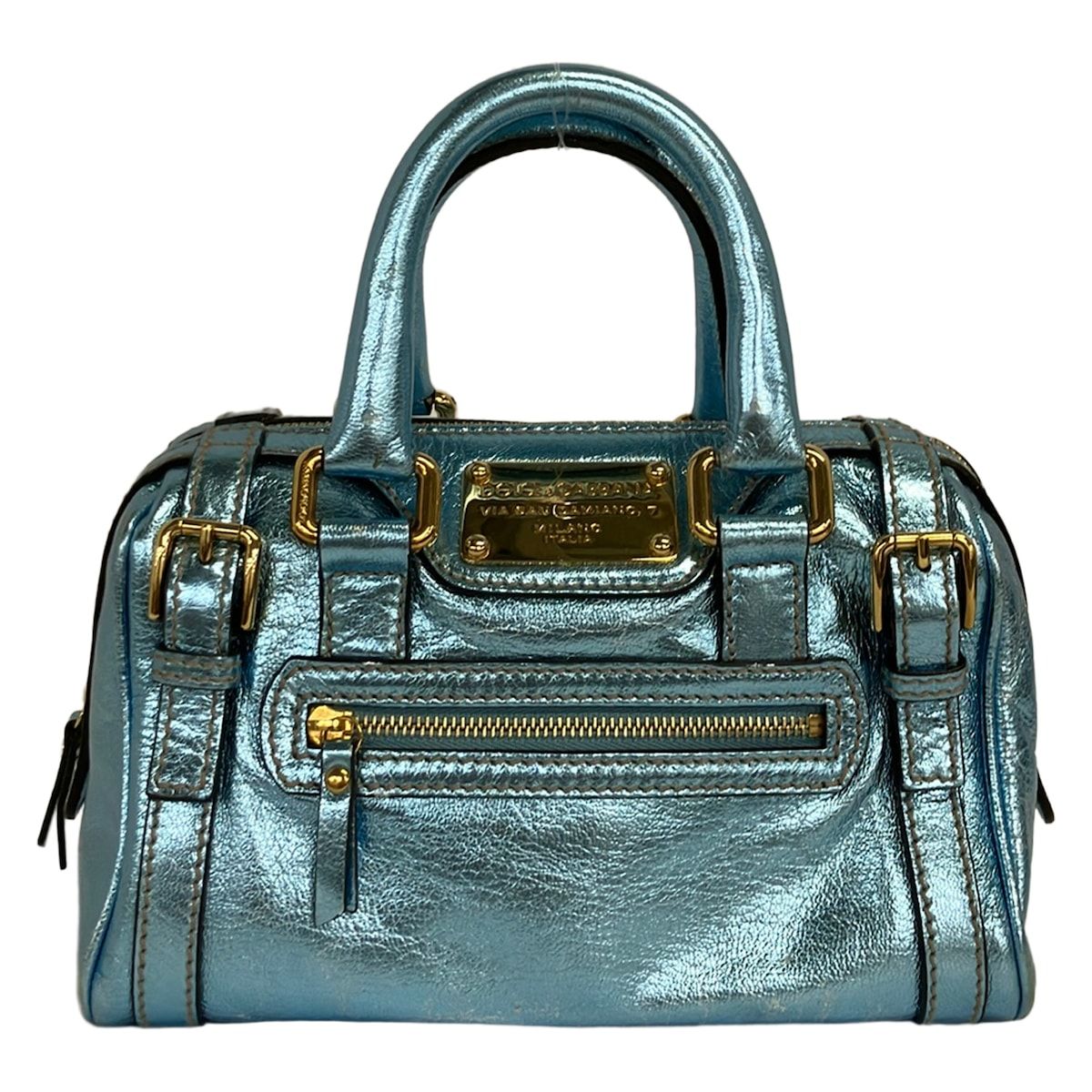 Dolce & Gabbana Handbag Blue Mini Boston Leather