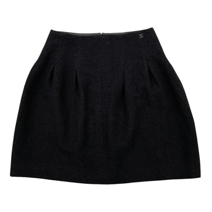 Chanel Trapezoid Skirt CC Logo 36 Black