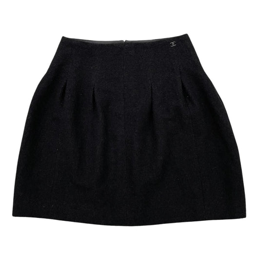 Chanel Trapezoid Skirt CC Logo 36 Black