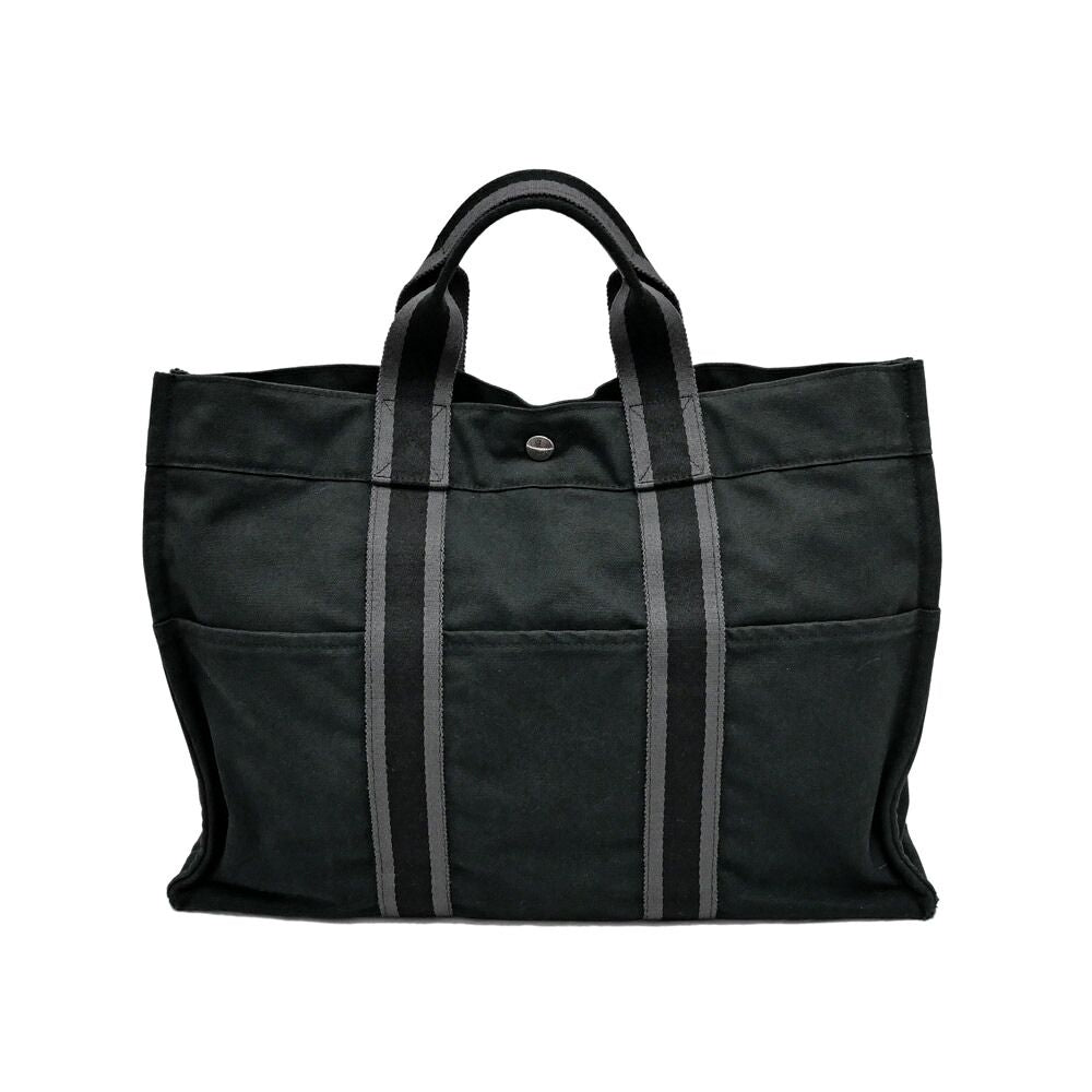 Hermes Fourre Tout MM Tote Black Gray Canvas Handbag — view 2