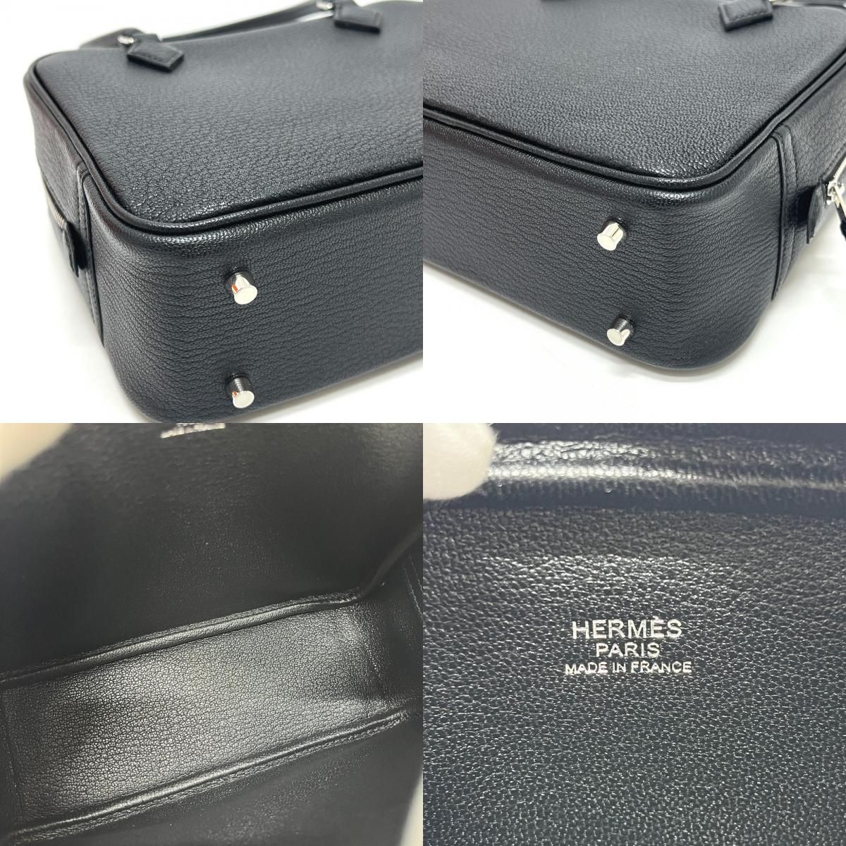 Hermes Handbag Plume Mini Chevre Mysore Noir Black — view 8