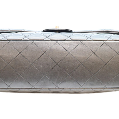 Chanel Black Lambskin Silver Single Flap Bag Maxi Quilted 34 — view 7
