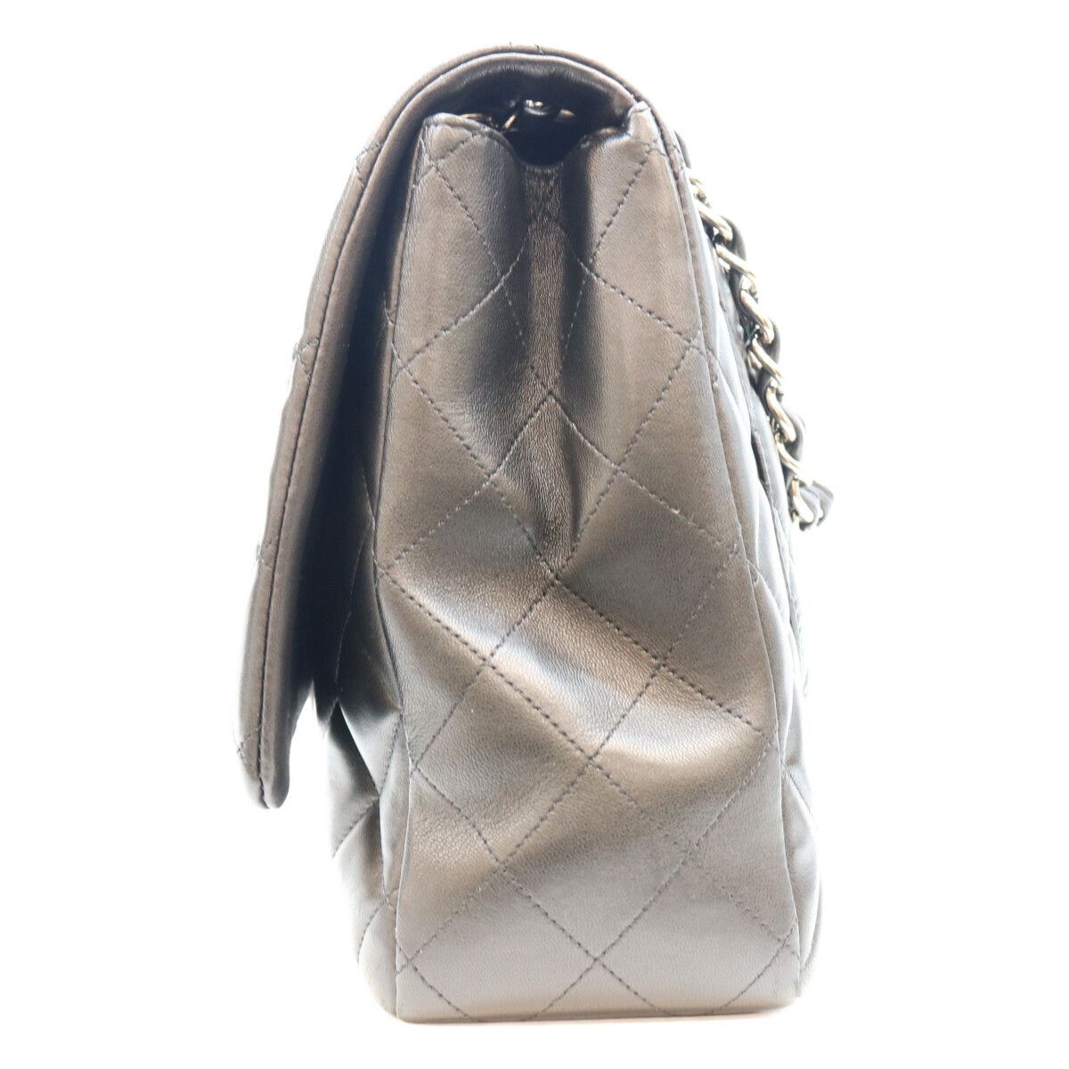 Chanel Black Lambskin Silver Single Flap Bag Maxi Quilted 34 — view 2