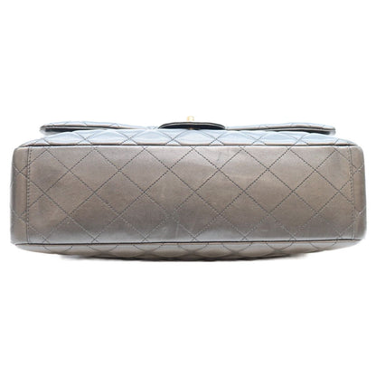 Chanel Black Lambskin Silver Single Flap Bag Maxi Quilted 34 — view 5