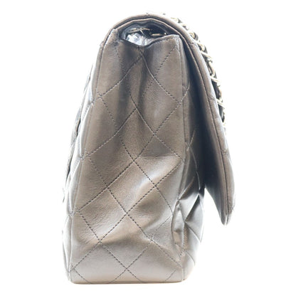 Chanel Black Lambskin Silver Single Flap Bag Maxi Quilted 34 — view 4