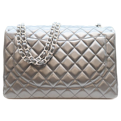 Chanel Black Lambskin Silver Single Flap Bag Maxi Quilted 34 — view 3